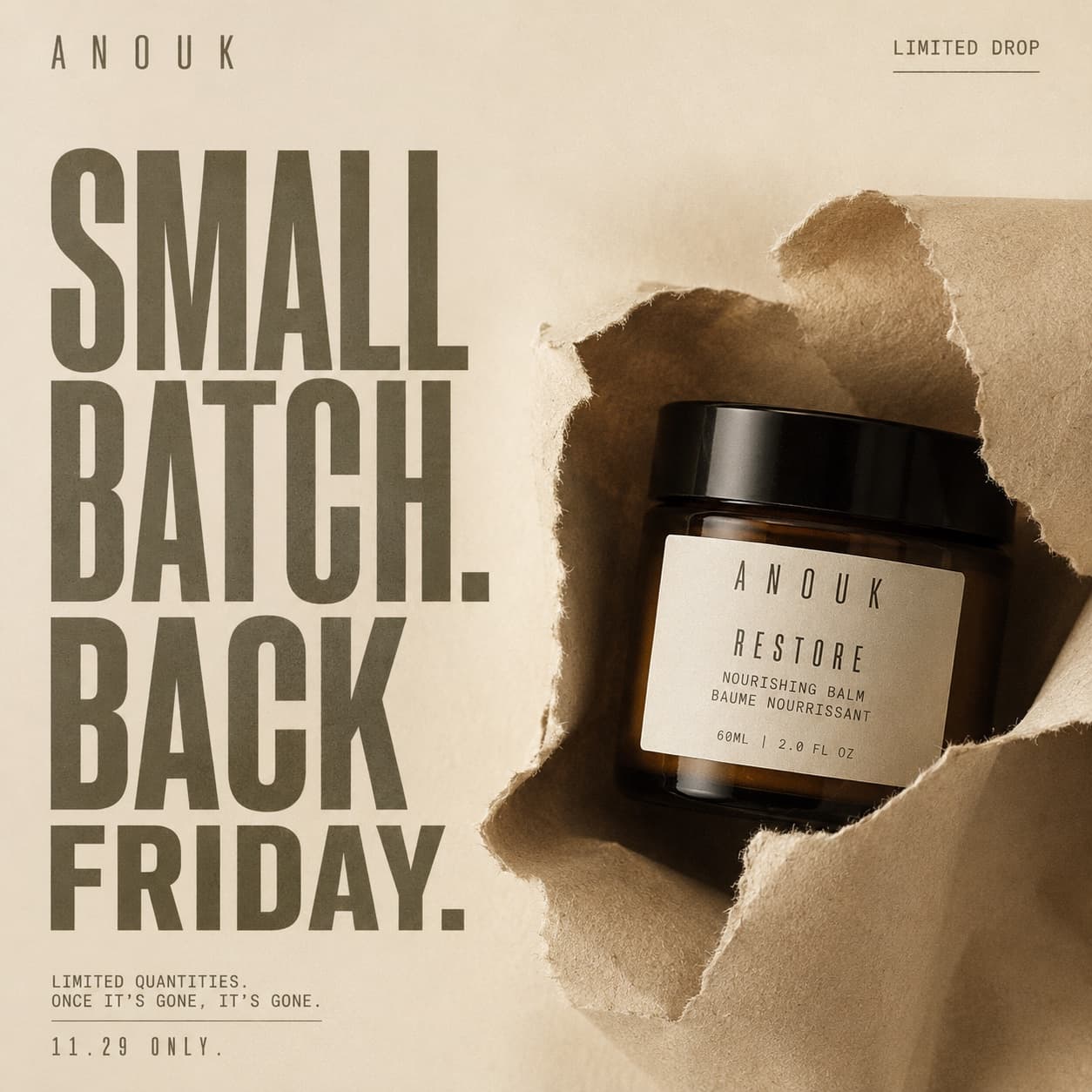 Limited drop campaign design for a small-batch skincare brand