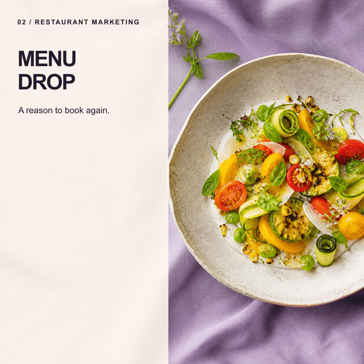 Restaurant social media design announcing a new seasonal menu