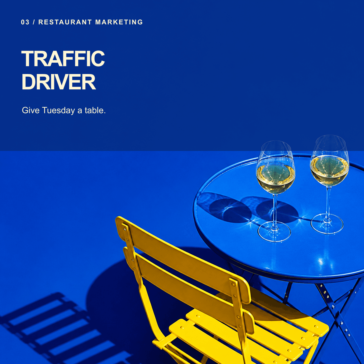 Restaurant social media design promoting a limited lunch offer on a quiet weekday